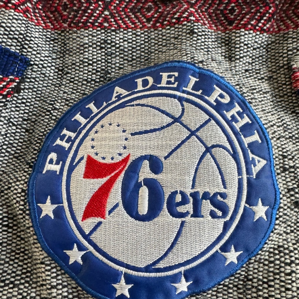 NBA Philadelphia Sixers 76 Handmade Backpack Aztec Drawstring Tote Bag Knapsack - Picture 2 of 6